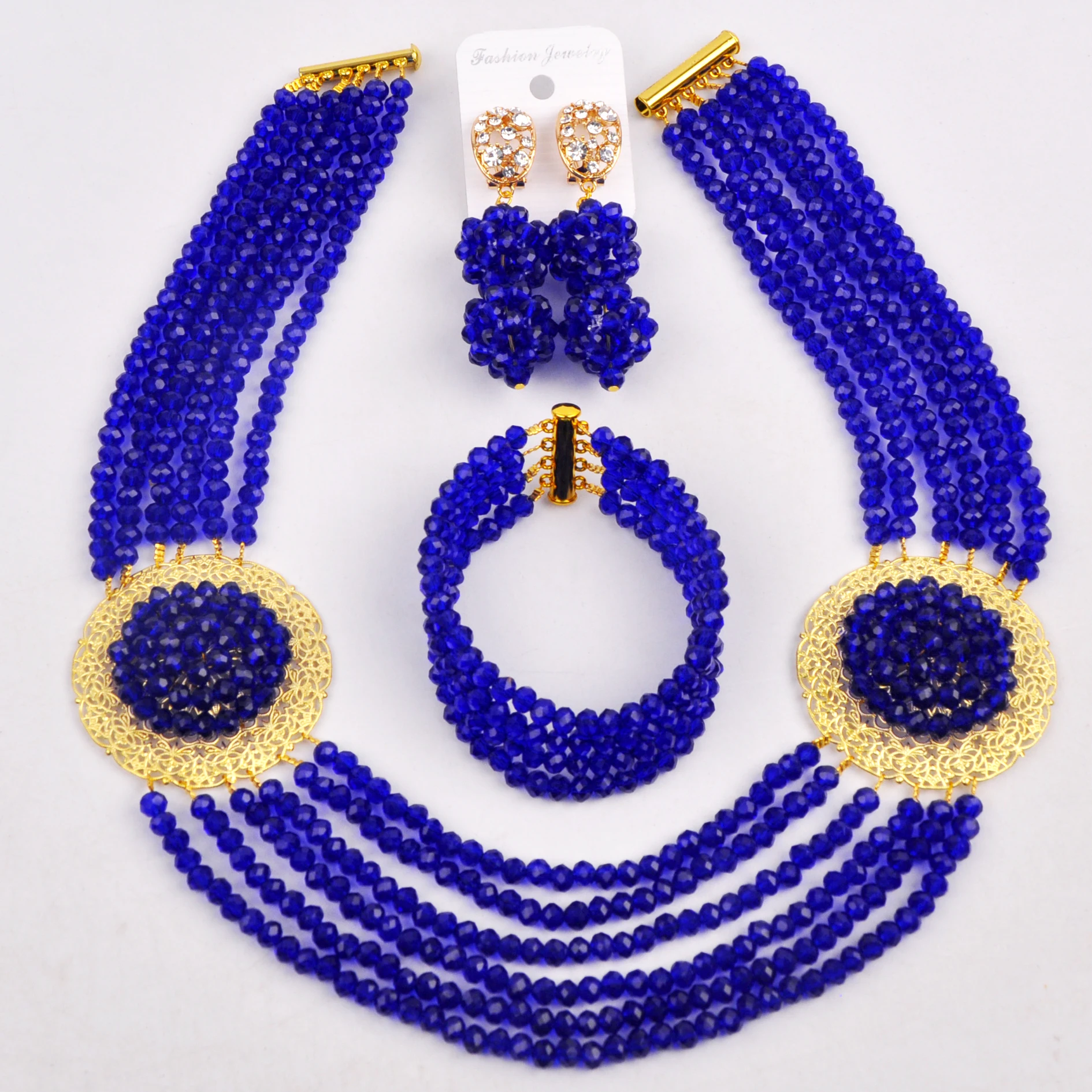 

Королевский синий Африканский комплект ювелирных изделий из бисера, хрустальные ювелирные изделия для невесты, нигерийский Свадебный комплект
