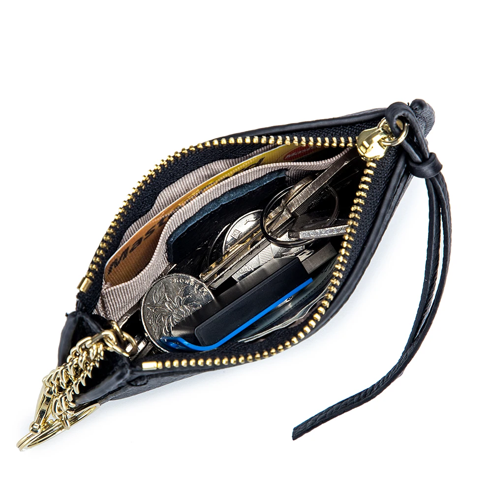 Small change purse female leather mini key chain zipper ins integrated South Korea thin soft zero coin purse tide
