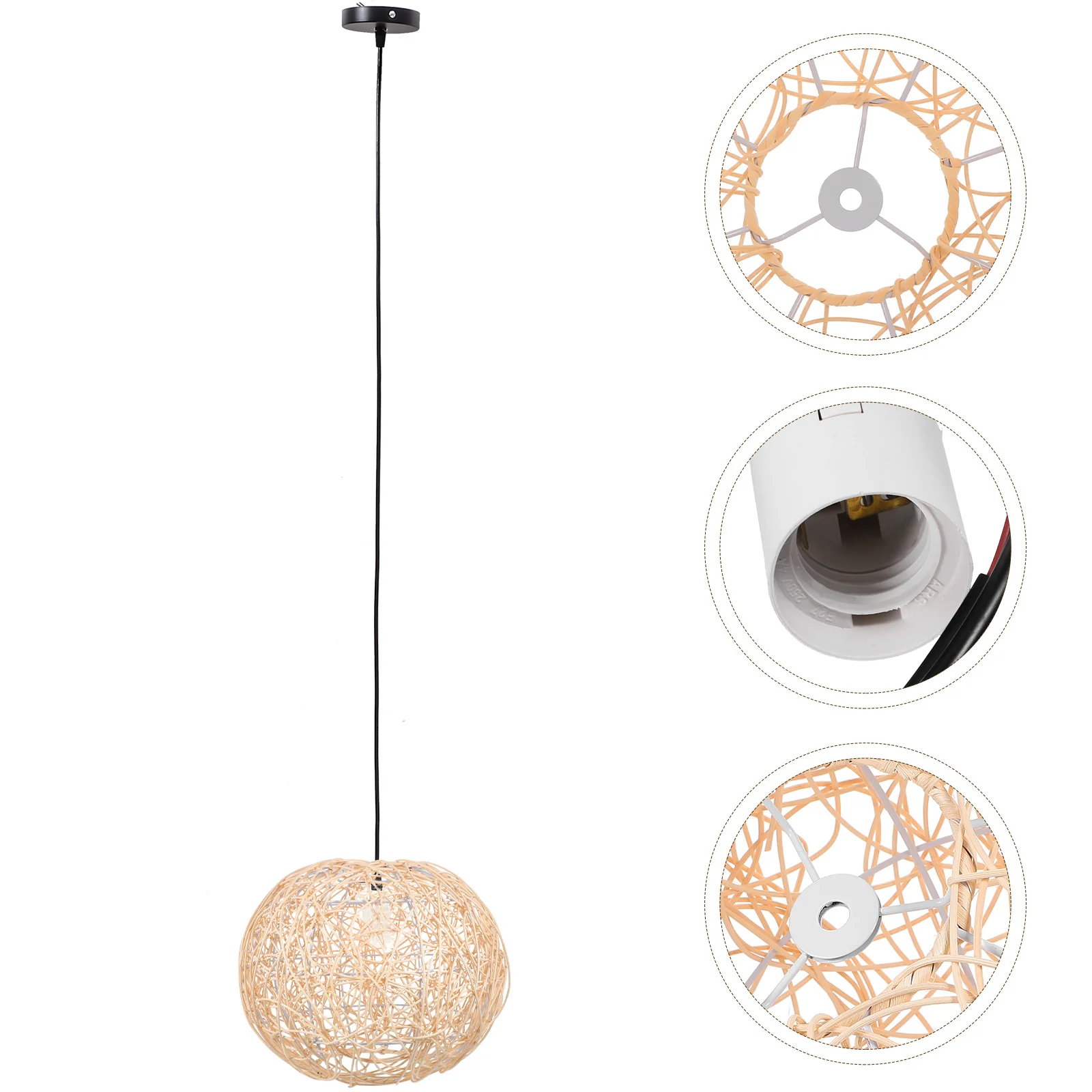 

Rattan Lamp Shade Ceiling Light Takraw Pendant Kitchen Fixtures Hanging Woven Lampshade Cover