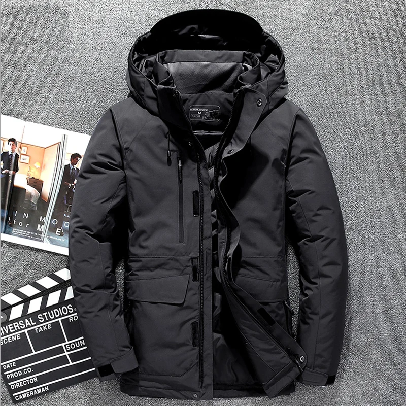 new Top Quality White Duck Down Jacket Men Thick Winter 2021 NEW Hat Detached Warm Parka Waterproof Windproof -30 Degrees 3069