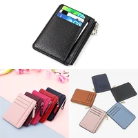 slim wallet purse pu leather women card holder leather unisex zipper business card case men credit mini bank cards holder