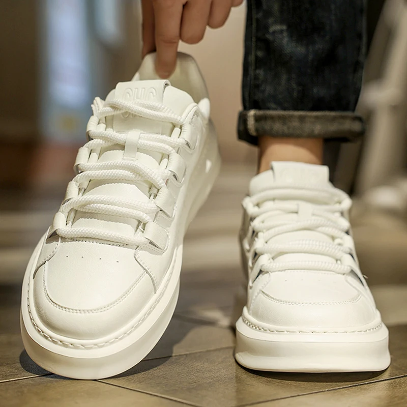 Белые туфли. Мужская обувь. Осенняя подростковая популярная дышащая