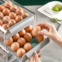 household egg storage box double layer drawer type transparent eggs rack anti drop egg box support stackable kitchen accessories
