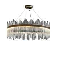 led postmodern black golden stainless steel dimmable chandelier hanging lamps lustre suspension luminaire lampen for foyer