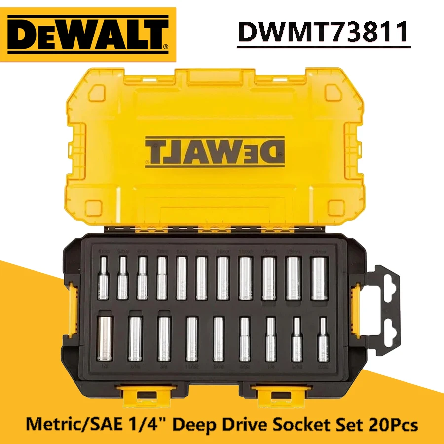DEWALT DWMT73811 Набор глубоких комбинированных головок с штабелируемым чехлом 20 шт. 1/4