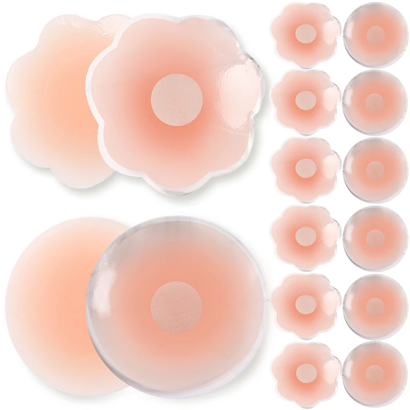 10pcs Silicone Nipple Cover Reusable Women Breast Petals Lift Invisible Bra Pasties Bra Padding Sticker Patch Boob Pads Adhesive
