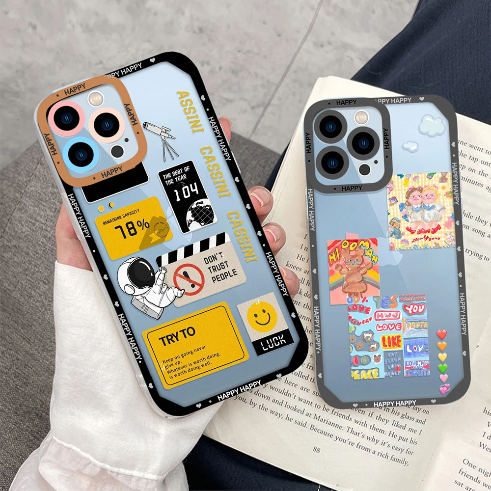 

Creative Label Astronaut Case for IPhone 13 12 Mini 11 Pro Max XS X XR 7 8 Plus SE 2020 Transparent Soft TPU Back Shell Covers