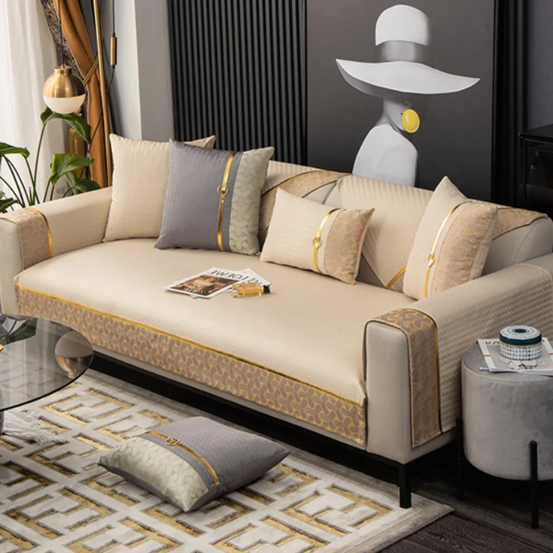 

Luxury Sofa Covers for Living Room Decor Leather Sofa Towel Cover Non-slip Corner Sofa Towel Couch Covers for All Sofa Floor Mat