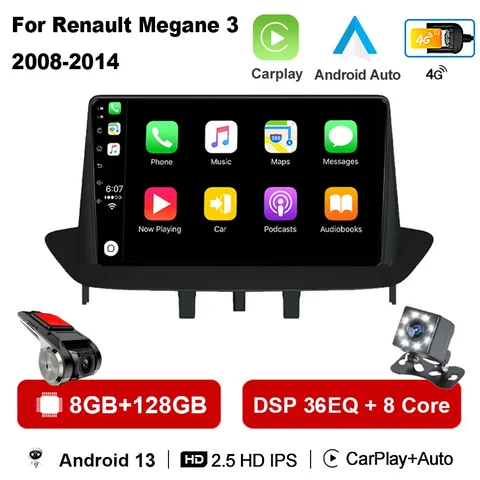 Автомагнитола на Android 13,0 с GPS для Renault Megane 3 Fluence Samsung SM3 2008 - 2014 мультимедийный плеер DSP CarPlay 8G 128G