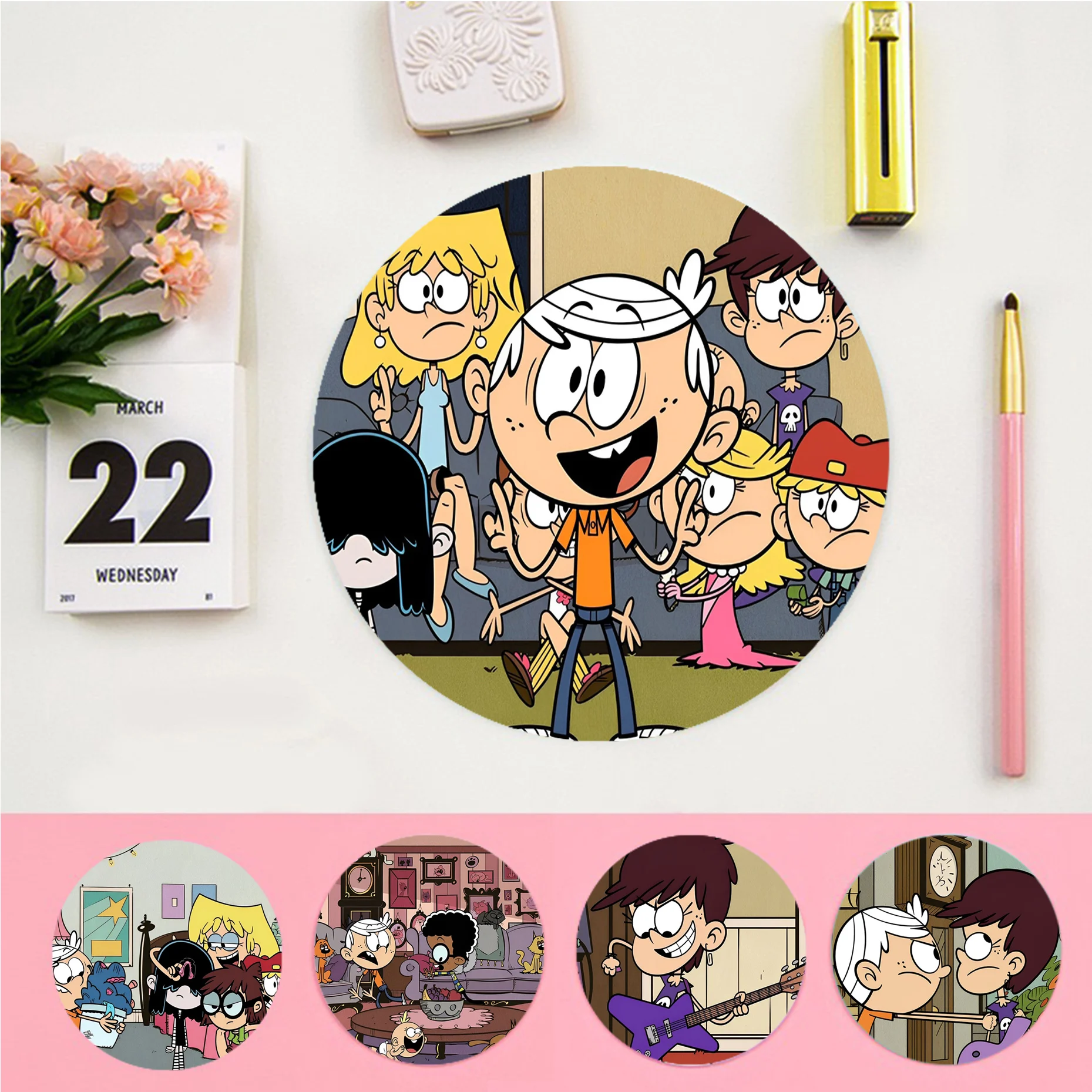 

The Cartoon L-Loud-House Mousepad INS Tide Round Keyboard Mat Table Mat Gamer Desktop Mousepad Cup Mats Deskpad Home Decor