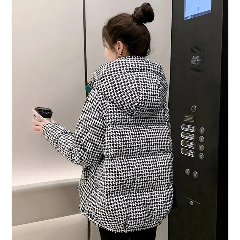 2024 Женские клетчатые парки с хлопковой подкладкой тысяча птиц женское теплое