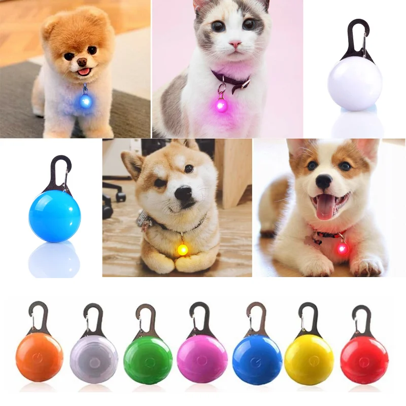 2Pcs Dog Cat Pet Collar Pendant LED Light Up In Dark Flash Glowing Night Safety For Harness Accessories Battery Powered images - 6