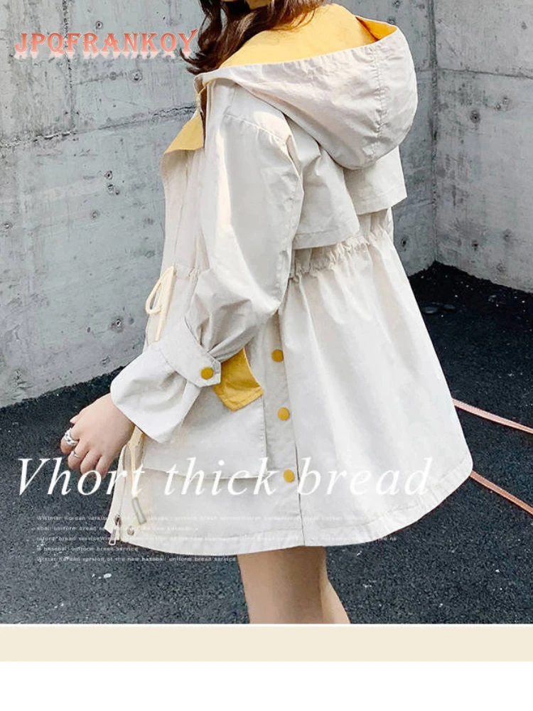 

[JPQF] Windbreaker 2022 Spring and Autumn New Casual Women Hooded Loose Windbreaker Jacket Women Fashion Black Clothes S-XXXL