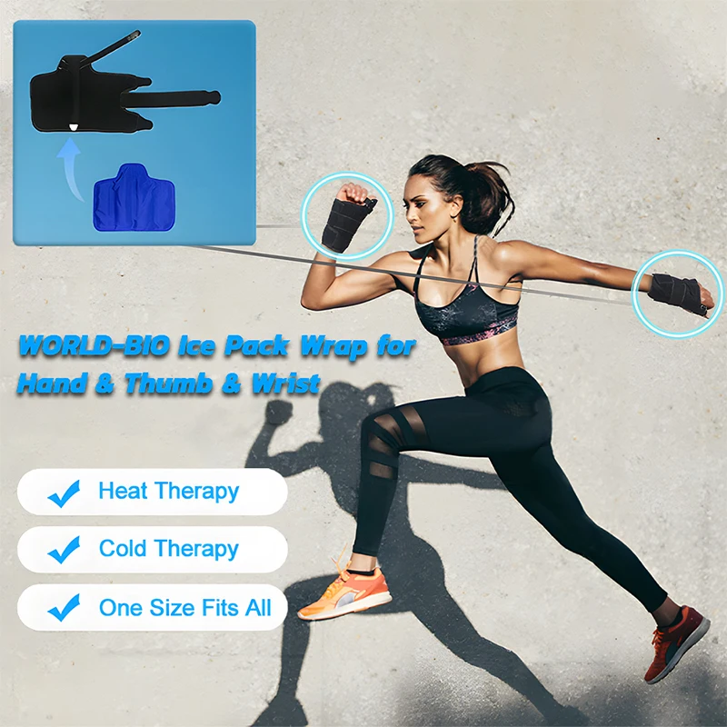 

1Pc Wrist Ice Pack Adjustable Hand Support Brace with Removable Splints & Reusable Gel Pack Hot Cold Therapy for Pain Relief