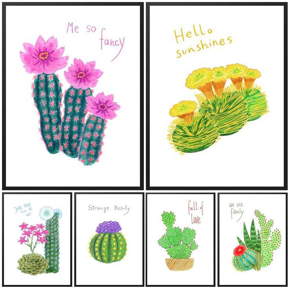 Кактус цветок природа кактус Постер в скандинавском стиле настенная Картина на