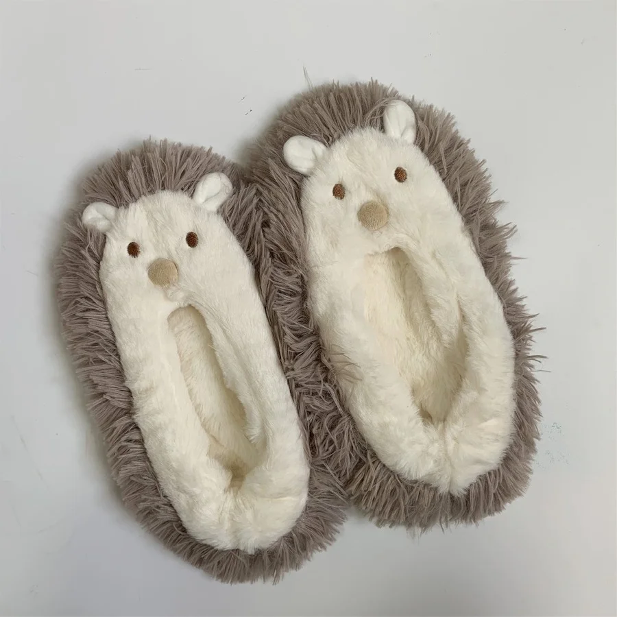 Fuzzy Socks Women Winter Warm Plush Anti Non Slip Sleeping Female Funny Cute Kawaii Cartoon Animal Floor Slippers Sock Hedgehog