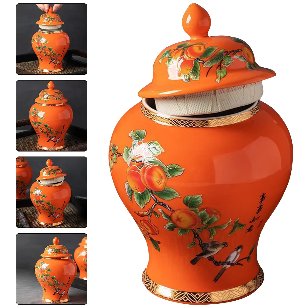 

Tea Ceramic Jar Storage Canister Canisters Chinese Loose Jars Kitchen Coffee Food Traditional Tin Decorative Sugar Ginger Floral