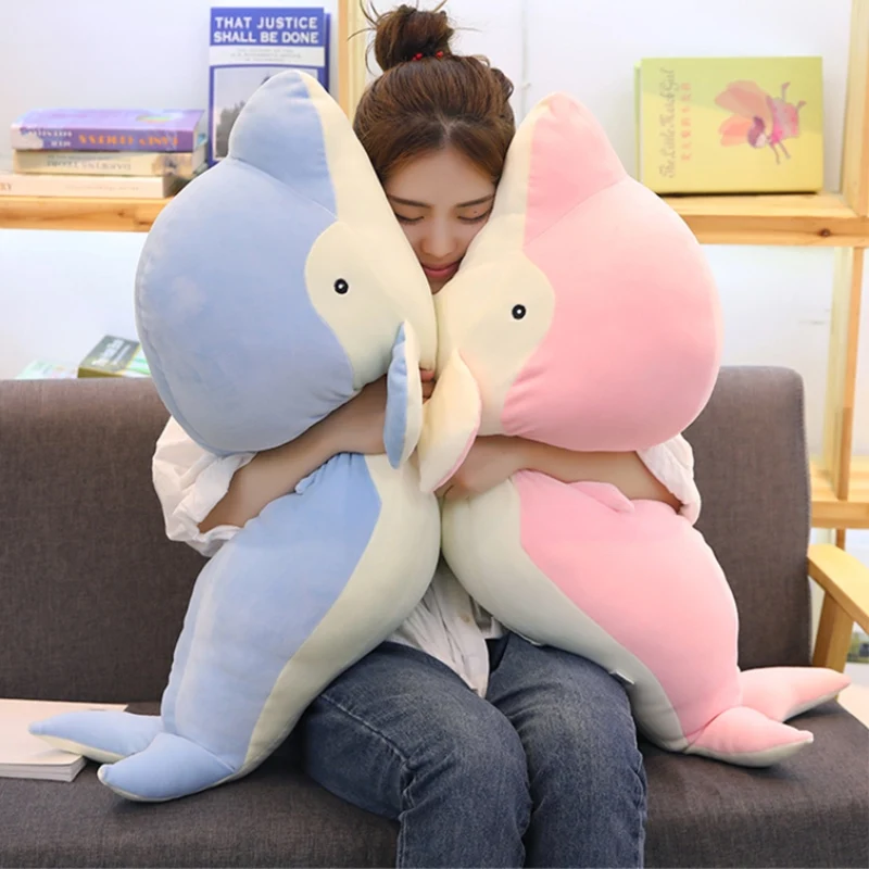 

30~110cm Down Cotton Stuffed Dolphin Pink Grey Blue Stuffed Ocean Animal Squishy Soft Dolphin Toy for Girl Boy Present