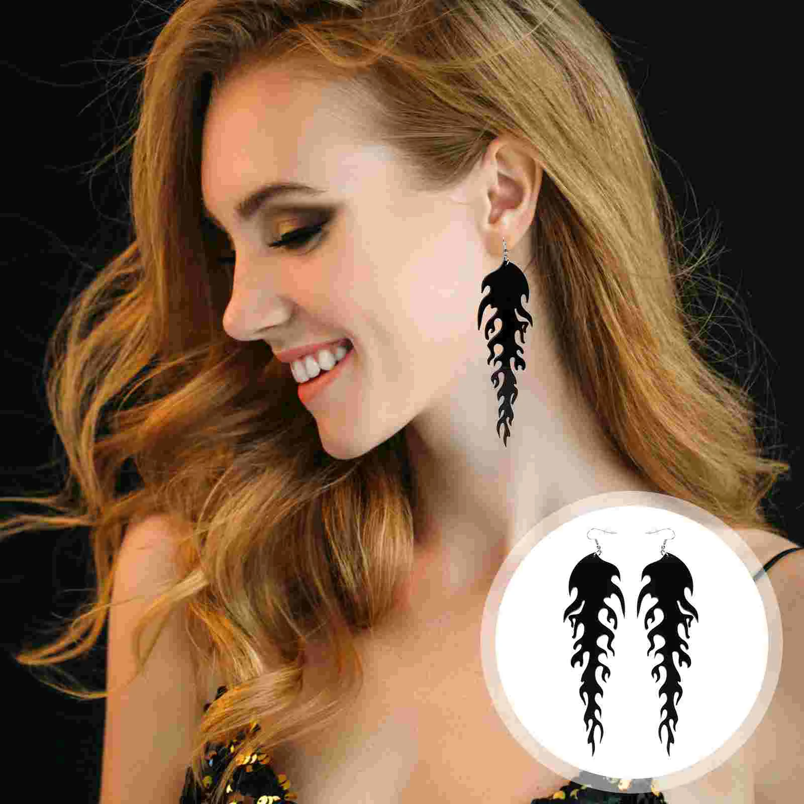 

1 Pair Earrings Flame Shaped Design Dangle Earring Ear Jewelry
