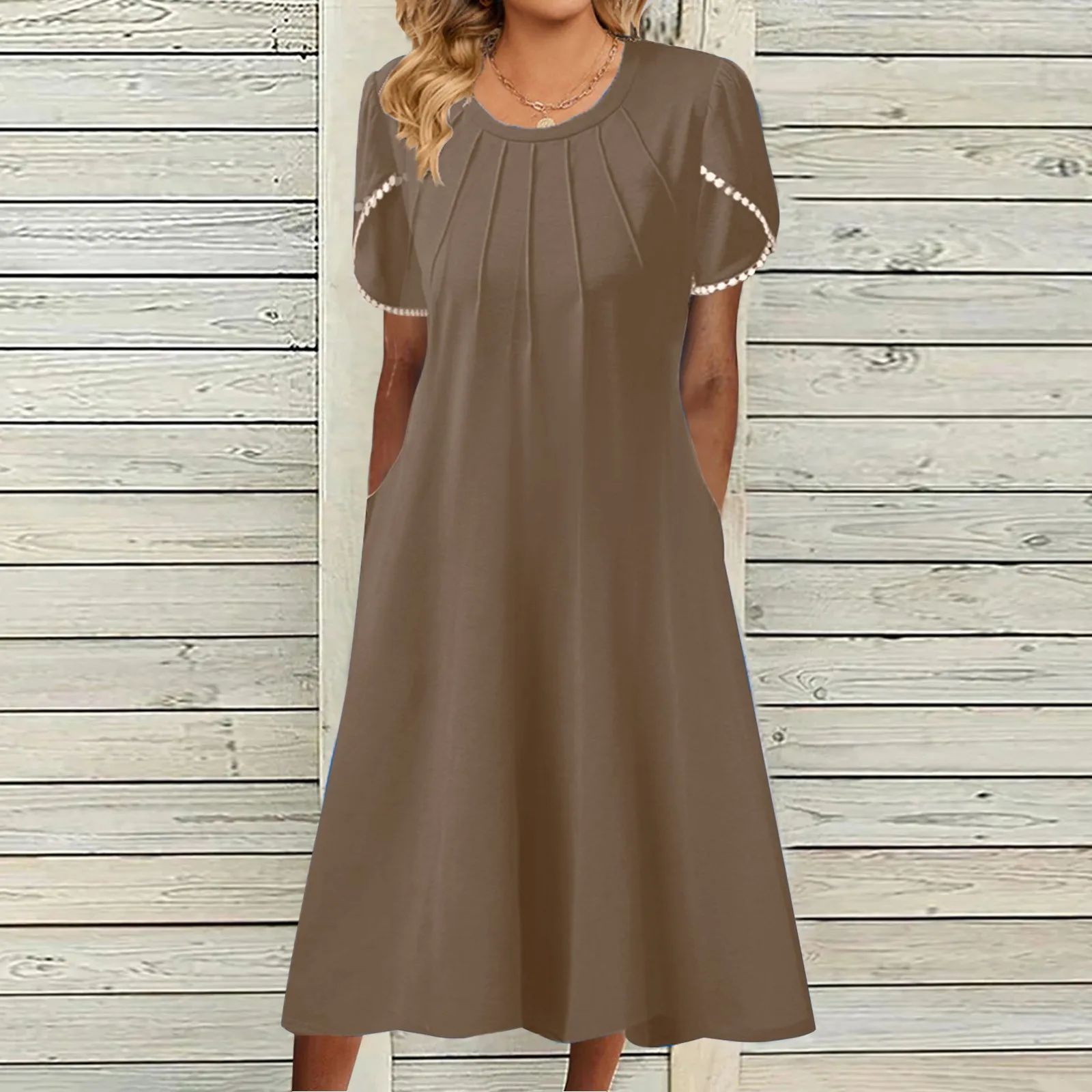 

Однотонное элегантное платье миди, женские модные праздничные пляжные платья с коротким рукавом, женская простая стильная одежда, сарафан, платья