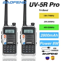 2pcs Baofeng Long Range Walkie Talkie UV-5R Pro Real 8W Professional Tri Band Two Way Radio USB Fast Charge With 220-260 MHz Ant