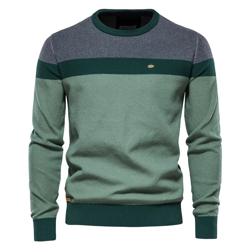 Spliced Cotton Sweater Men Casual O-neck High Quality Pullover Knitted Sweaters Male New Winter Brand Mens Sweaters