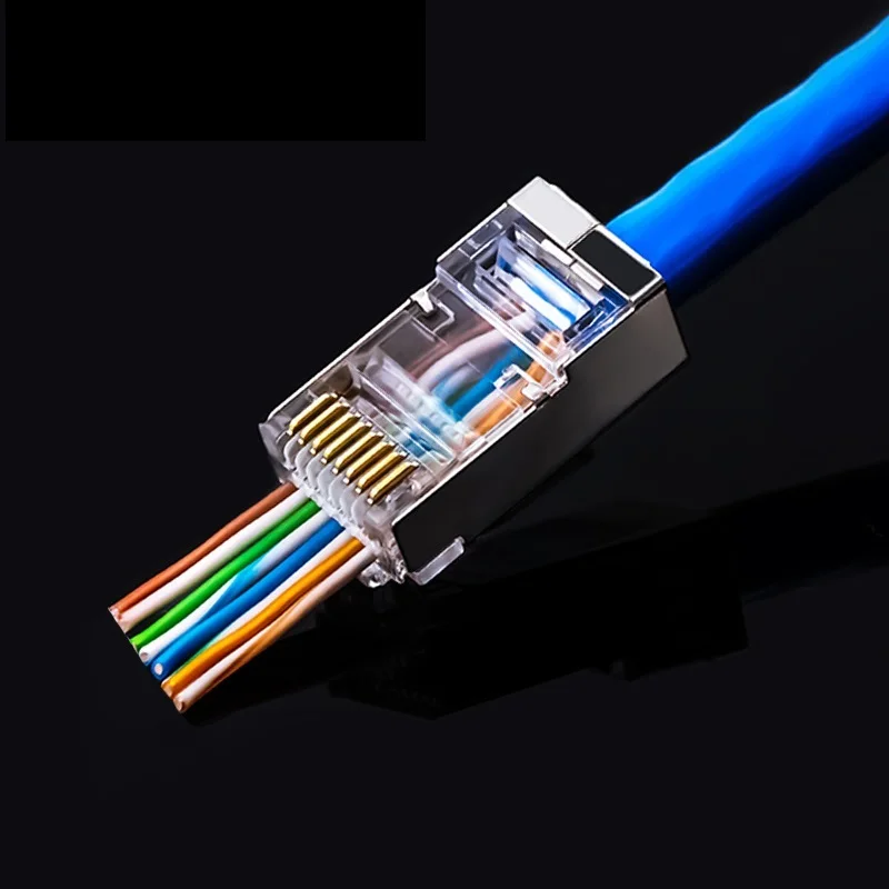 

Разъем 6U RJ45 Cat6 Cat6A Jack UTP Позолоченные проходные кабели Ethernet Сетевая стандартная вилка Cat5 Cat5e STP экранированный