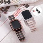 Ремешок из нержавеющей стали и керамики для Apple Watch, 384240 444145 мм, застежка-бабочка для браслета iWatch серии 765432