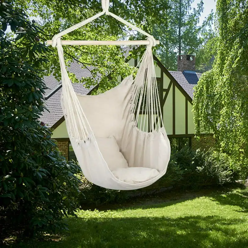 

Chair Hanging Swing Outdoor Hammocks Porch Swing Patio Yard Seat with Two Pillows
