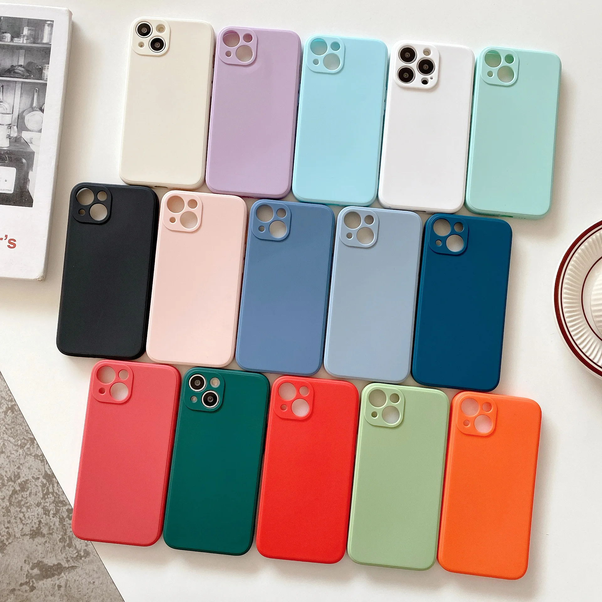 Liquid Silicone Phone Case for IPhone 14 13 12 11 Pro X XR XS Max SE2020 7 8 Plus Straight Edge Soft Shell TPU Protective Cover