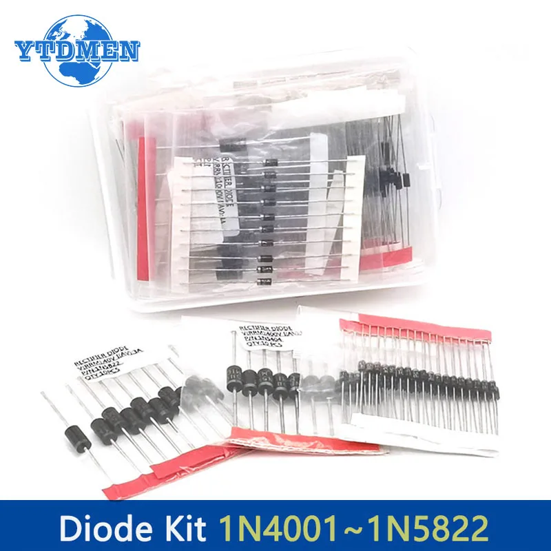 

Комплект выпрямительных диодов 350 шт., коробка FR107, FR207, 1N4148, 1N4001, 1N4004, 1N4007, 1N5408, 1N5819, 1N5822, Комплект быстрой переключения диодов Шоттки