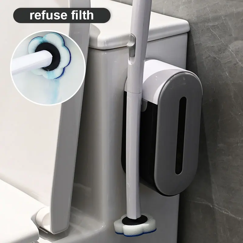

WHYY Disposable Toilet Brush with Liquid Sponge Head Wall-Mounted Shower Cleaning Tools for Bathroom Accessories Household Items