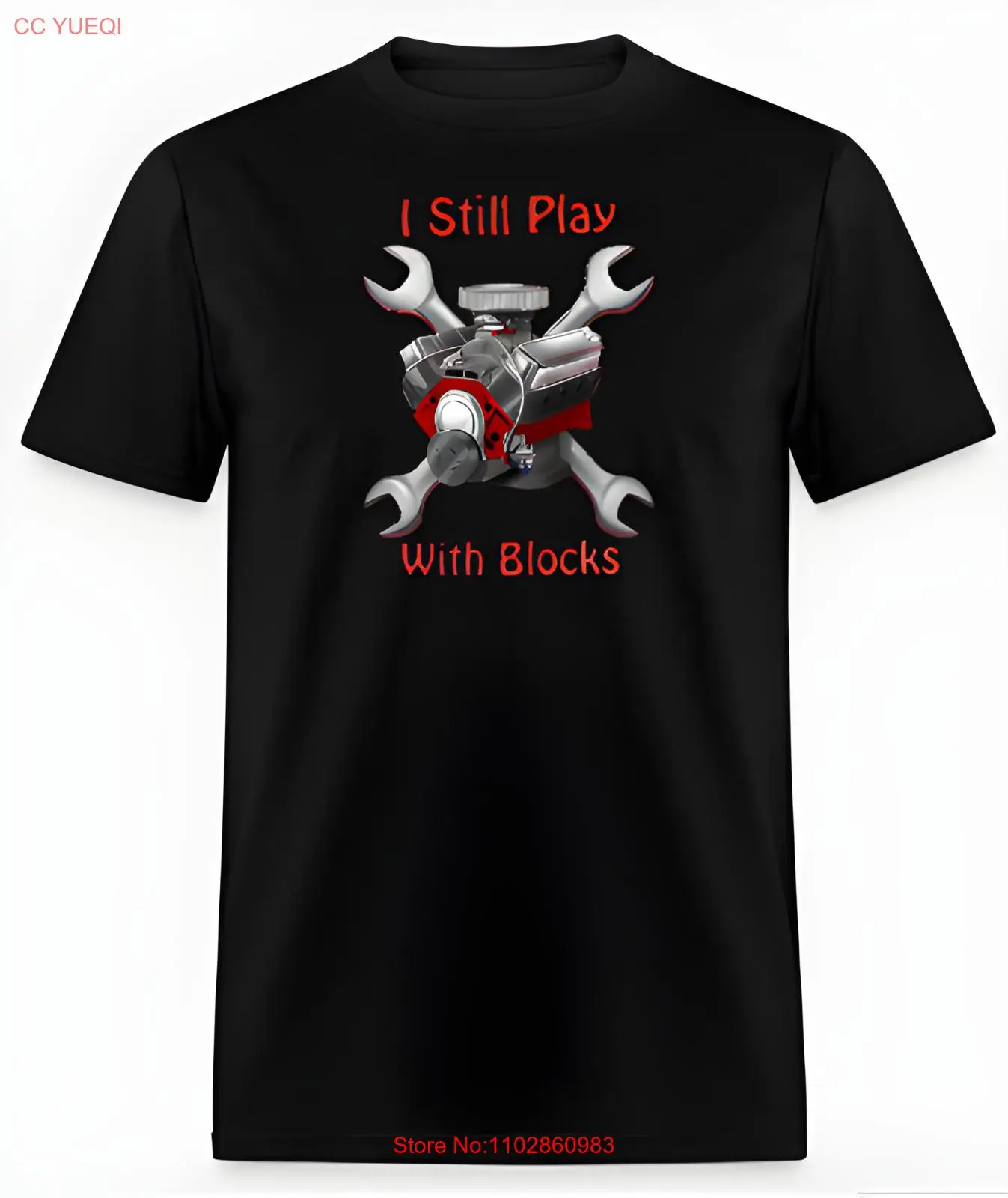 Я все играю с блоками механик юмор забавная футболка двигателем автомобиля блок