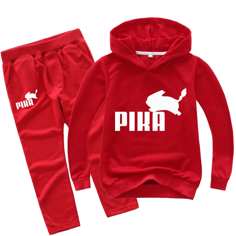 New Fashion Lovely Squirrel Hoodie Kids Anime Logo Print Boys Hoodies Jogging Pants 2pcs Set Girls Sweatshirts Children Clothing