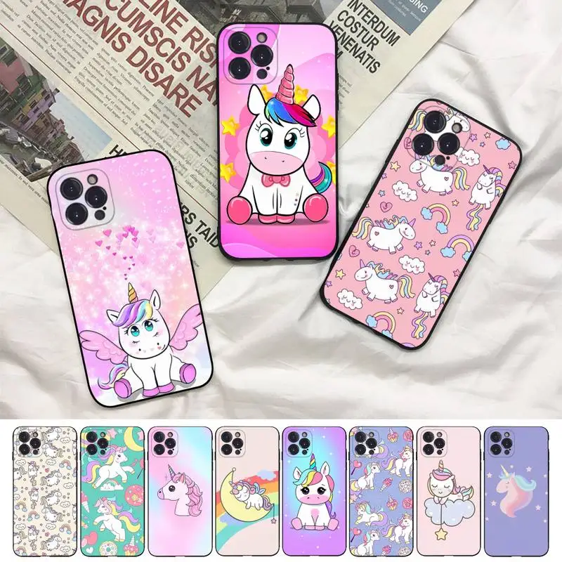 

Lovely Cartoon Unicorn Phone Case For iPhone 8 7 6 6S Plus X SE 2020 XR XS 14 11 12 13 Mini Pro Max Mobile Case