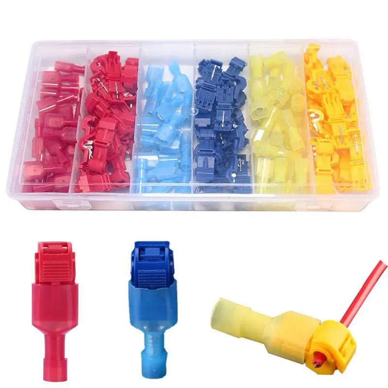 

T-Tap Wire Connectors 120pcs Corrosion Resistance Quick Electrical Cable Connectors Quick Splice Disconnect Wire Taps