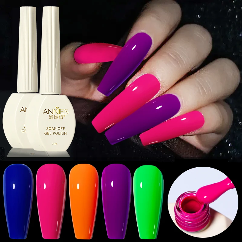

15ml Neon Gel Nail Polish Colourful Luminous Gel Soak Off Varnish Semi Permanent UV LED Gel Polish Factory Direct