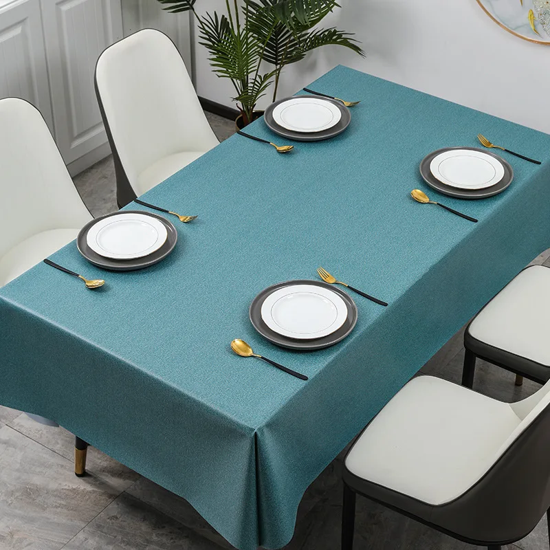 

Solid Color Pvc Tablecloth Waterproof Oil-proof Anti-scalding Wash Free Plain Coffee Table Cloth Bedside Desk Dust-proof Cover
