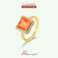 canner tourmaline orange square 925 sterling silver rings for women bague femme natural zircon fine jewelry 2022 trend anillos