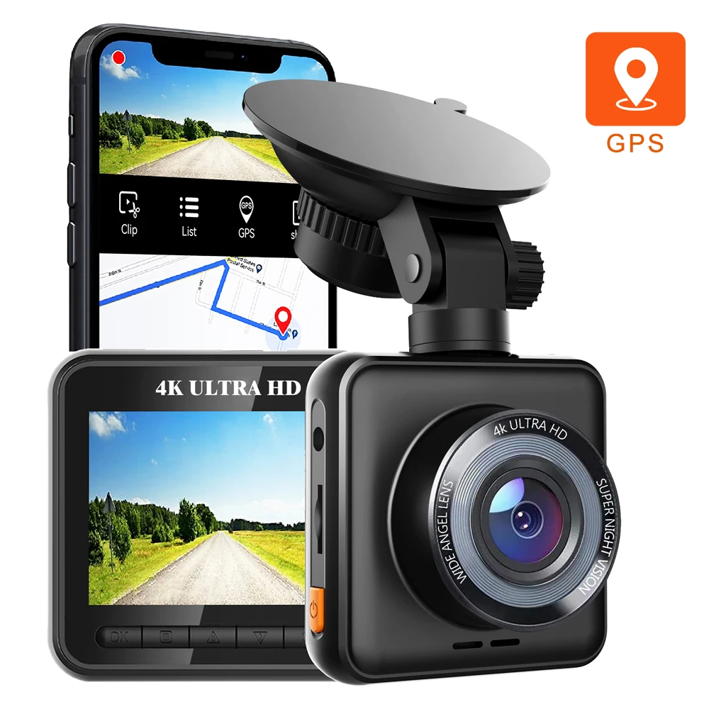 V52 Dash Cam 4K 2160P Recording Car Camera DVR Night Vision WDR Built-In GPS Wi-Fi G-Sensor Motion Detection Loop Recording