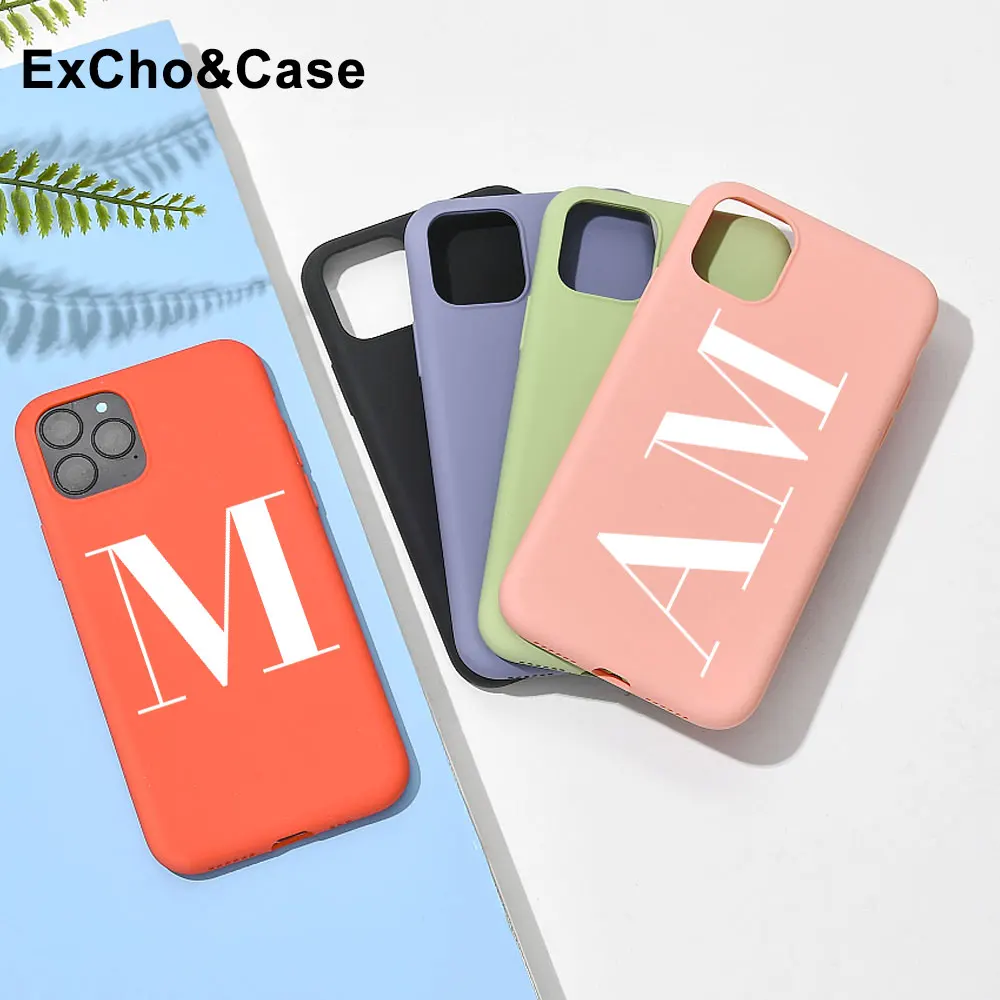 

Custom Name Initial letter Diy Phone Case For iphone SE 6 6S 7 8 Plus X XS XR XS Max 11 Pro 12 Mini MAX Liquid Silicone Case