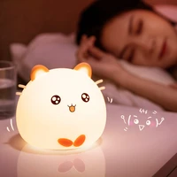 fat mouse led silicone pat night light cute cartoon led silicone light usb charging bedroom bedside lamp feeding lamp baby sleep