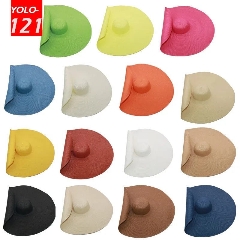 

Wide Brim Oversized Beach Hats for Women Large Straw Hat UV Protection Foldable Sun Shade Hat Wholesale Dropshipping