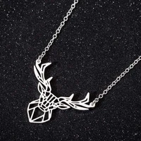 wangaiyao new fashion temperament ins necklace stainless steel hollow antler clavicle chain female niche design christmas gift