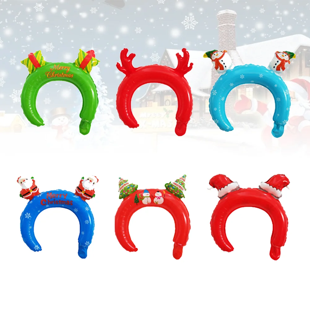 

Headband Christmas Inflatable Balloons Xmas Head Party Headbands Headdress Band Hair Antlers Claus Santa Film Aluminum Themed