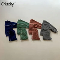 criscky autumn toddler baby clothes sets 2pcs girls boys solid color topspants children clothing baby set tracksuits outfits