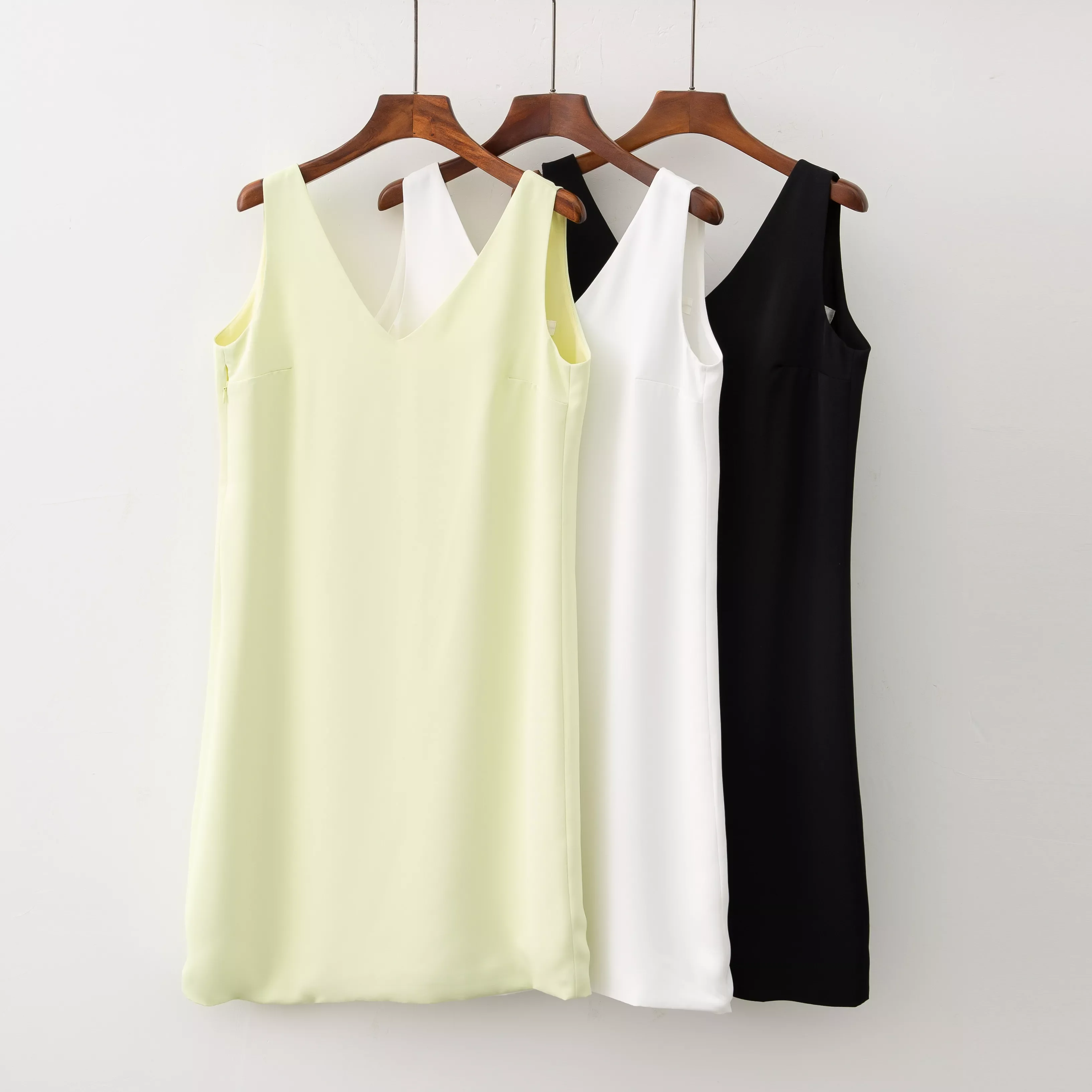 

Summer Women Solid White V Neck Sleeveless Fashion Dress Tank Dress