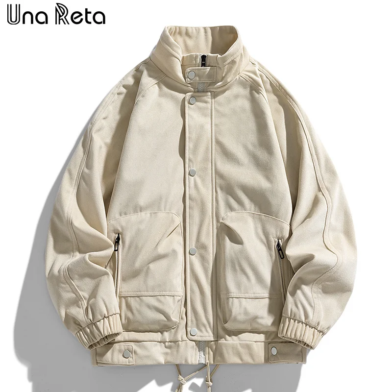 

Una Reta Men Corduroy Jacket Coat Harajuku Spring Autumn New Plus Size Loose Hip Hop Zipper Pocket Jacket Man Streetwear