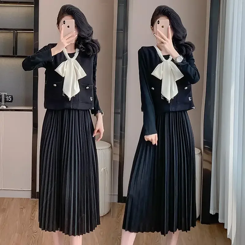 Элегантный модный стильный женский твидовый пиджак комплект из 2 предметов