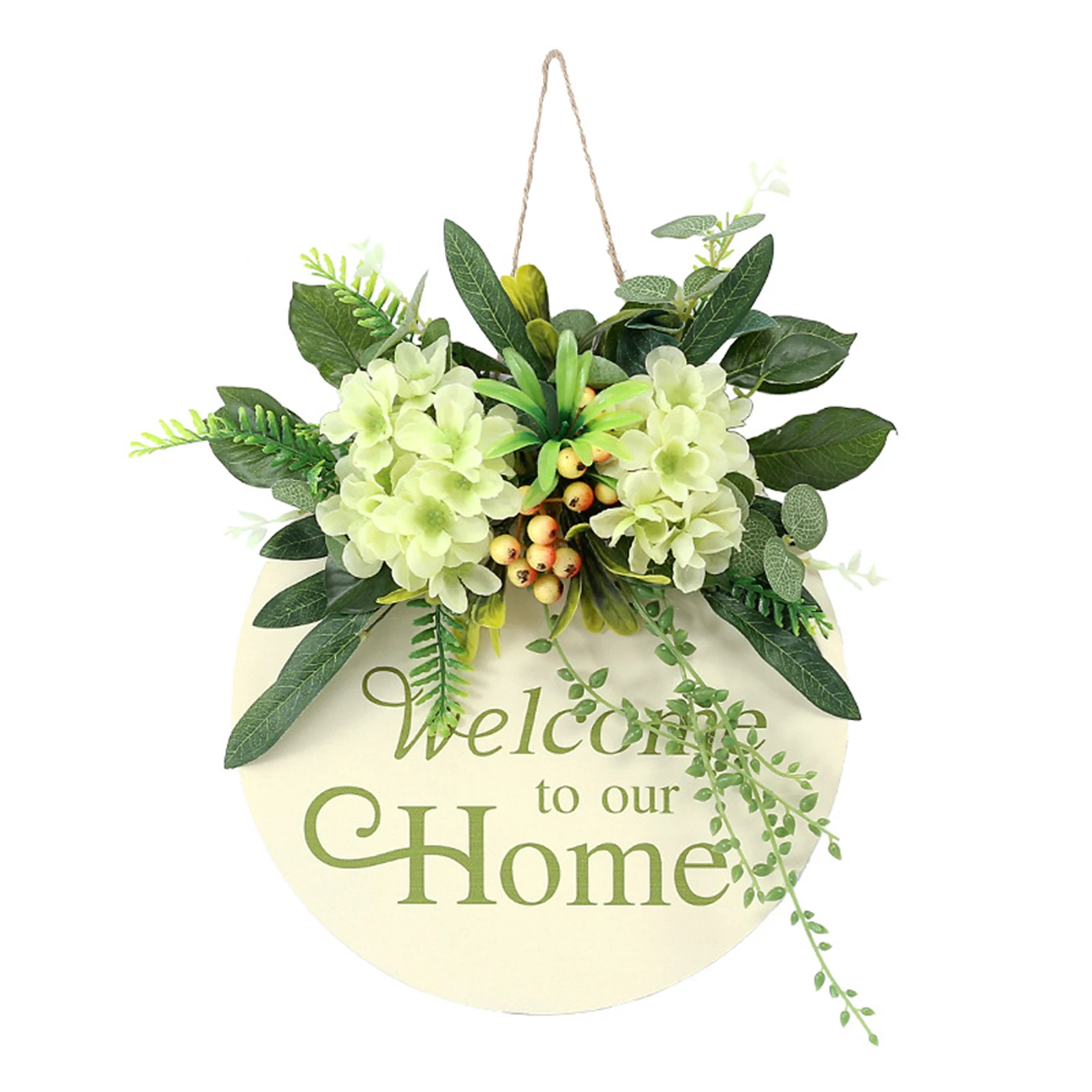 

Wreath Porch Round Wooden Letter Artificial Flower Party Home Decoration Indoor Outdoor Door Sign Pendant Welcome Hanging